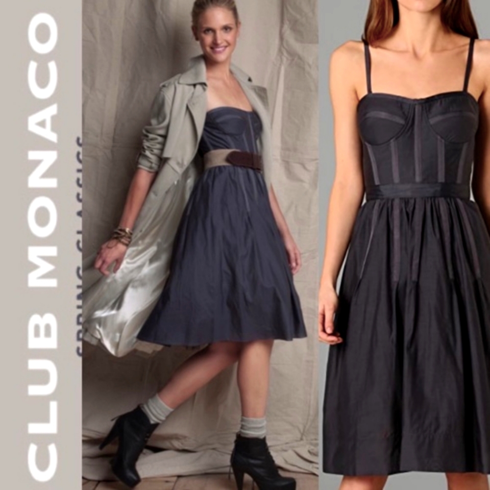 Club Monaco Tess Corset Fit and Flare dress  Grey 6